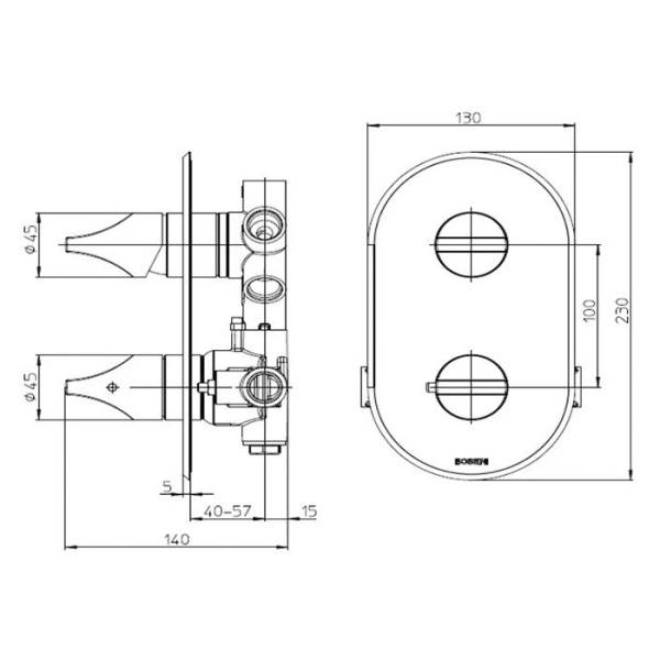 Смеситель для ванны темростатический Bossini Apice Z00500.094 никель шлифованный