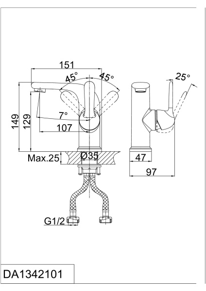 Смеситель для раковины D&K Rhein Ambrosius (DA1342101)