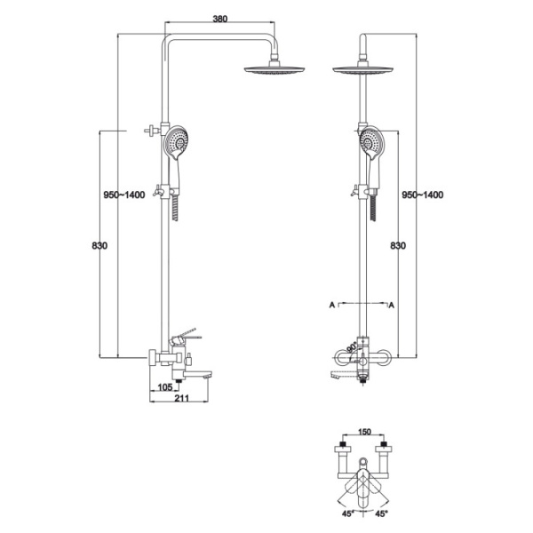 Душевая система KAISER Sonat (34082-2)