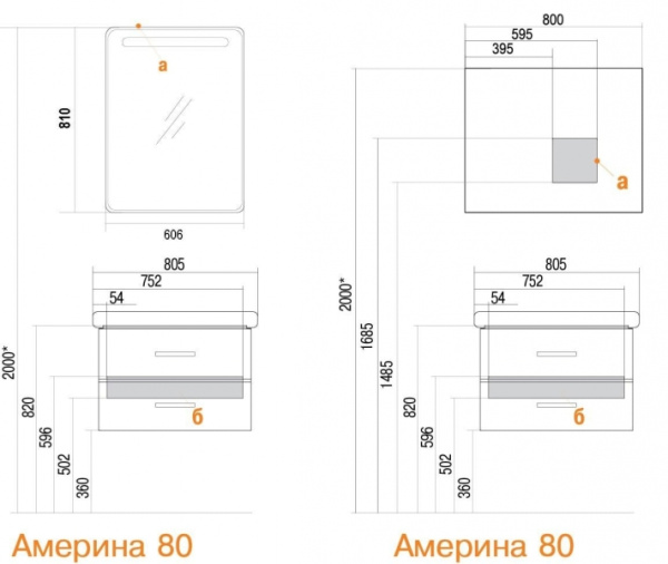 Тумба с раковиной америна 80 рифт (черная)