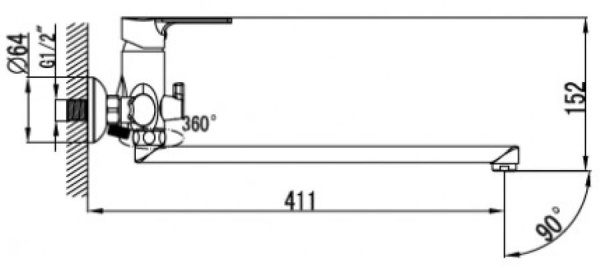Смеситель для ванны с душем KAISER Oval (56055)