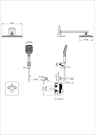 Душевая система с термостатом встраиваемая WONZON & WOGHAND, брашированное золото WW-B4005-BG