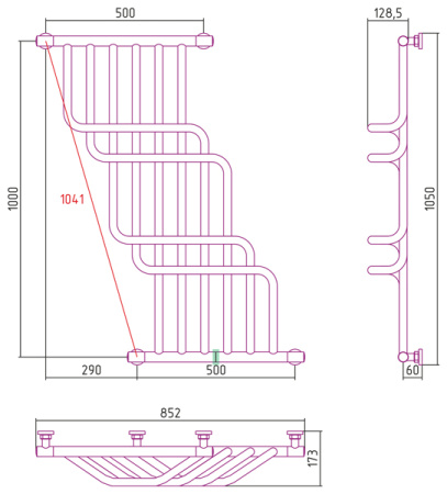 Полотенцесушитель Водяной Сунержа Нега (100х85) Матовое Золото 032-0225-1085