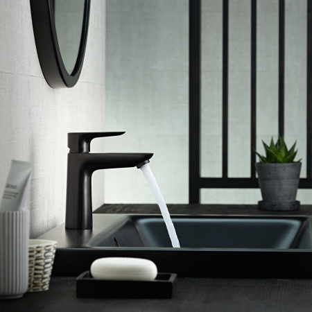 Смеситель для раковины без донного клапана CoolStart Hansgrohe Talis E 71714670 черный матовый