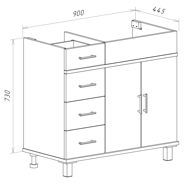 Тумба под раковину Misty Купер 90 правая П-Куп01090-0124ЯП