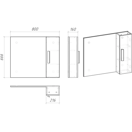 Зеркало-шкаф (80,66,6х) Grossman Нео 208024 универсал. Белый
