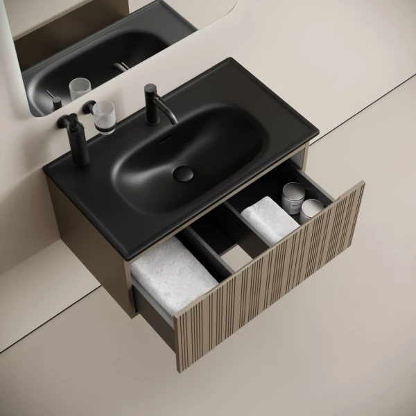 Тумба без раковины подвесная Sancos Code CD80GB серо-бежевый матовый