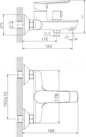 Смеситель для ванны Haiba HB60198
