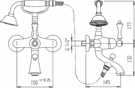Смеситель для ванны Cezares Margot MARGOT-VDM-01-Bi