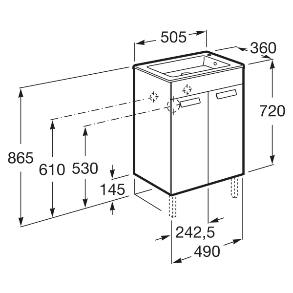 Тумба под раковину Roca Debba 50 2 дверцы, венге ZRU9302709