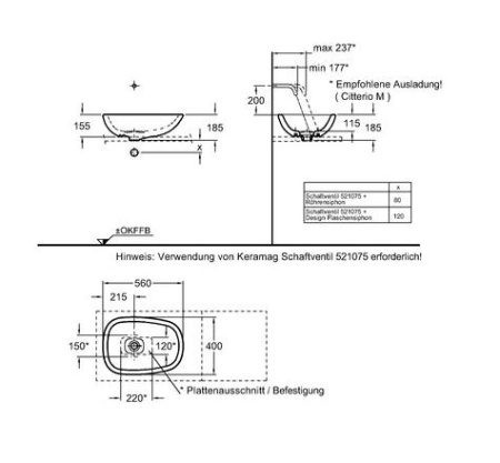 Накладная раковина Geberit Citterio 500.542.01.1