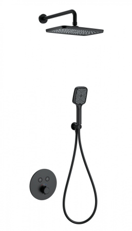 Душевая система с термостатом встраиваемая WONZON & WOGHAND, черный матовый WW-D2017-A-MB