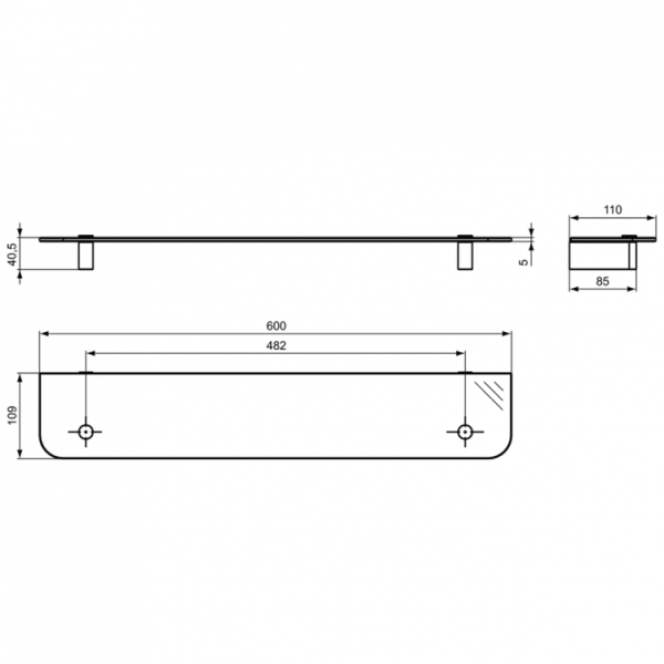 Стеклянная полочка Ideal Standard CONNECT N1394AA Стеклянная полочка Ideal Standard CONNECT N1394AA