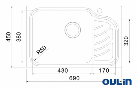 Кухонная мойка (69х45) Oulin OL-327L