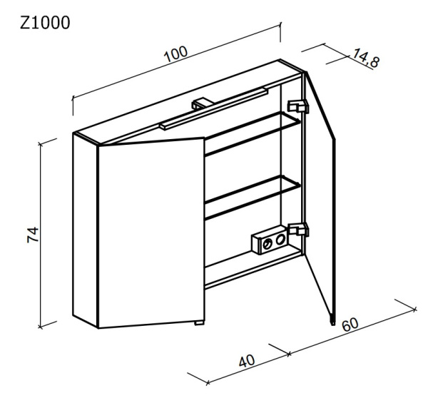 Зеркало-шкаф с подсветкой  Sancos  Hilton (100x74) Z1000