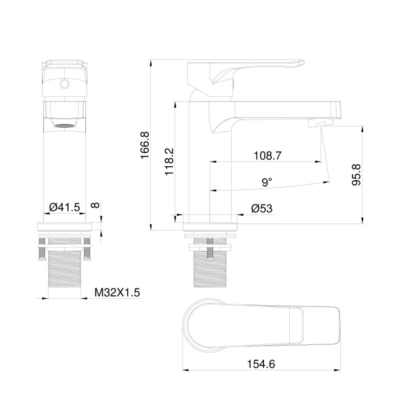 Смеситель для раковины WONZON & WOGHAND Blend, белый матовый WW-A40222-MW