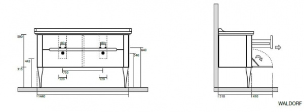 Тумба под раковину Kerasan Waldorf 919130bi mat
