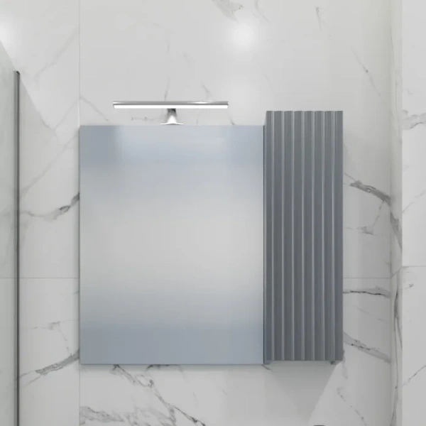 Зеркальный шкаф Санта Юпитер 700545 70x65 см L/R, со светильником, графит матовый