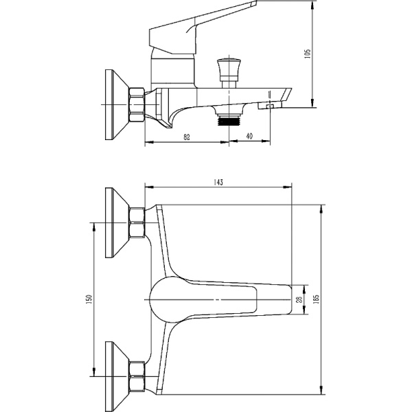 Смеситель для ванны и душа ESKO MURANO (MR 54)