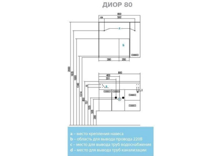 Тумба с раковиной Акватон Диор 80 1A1678K1DR010