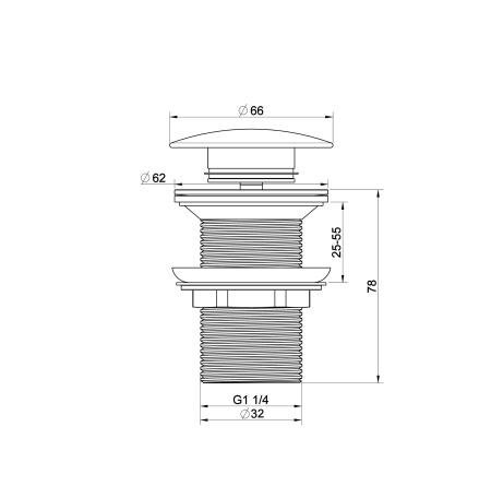 Донный клапан для раковины  WONZON & WOGHAND, черный матовый WW-88SS02-MB