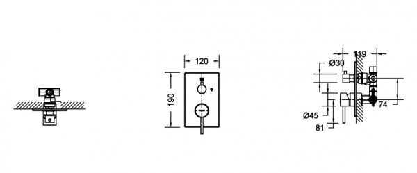 Смеситель для ванны встроенный Bravat Arc P69193C-2-ENG