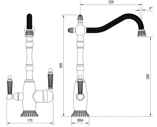 Смеситель для кухни под фильтр, сатин Zorg ZR 349 YF SATIN