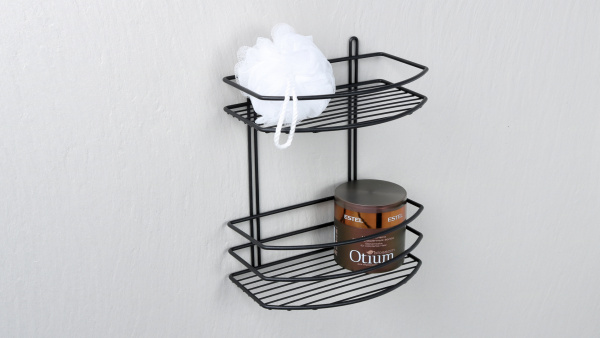 Полка овальная двойная Fixsen черная FX-720B-2