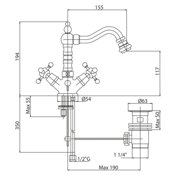 Смеситель для биде Cezares LORD LORD-BS2-01