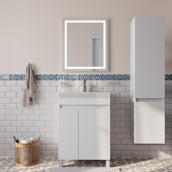 Тумба с умывальником IDDIS напольная с дверцами, белая, 60 см, Zodiac. Подходит ум. 3506000i28 (ZOD6CDFi95K)