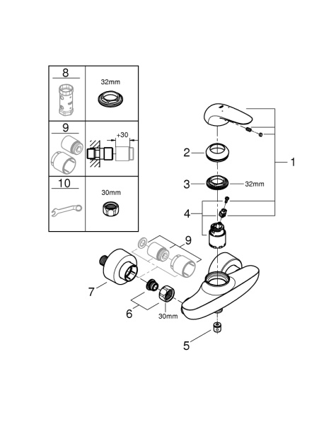 Смеситель однорычажный для душа Grohe Eurostyle New  23722 LS3 (23722LS3) белая луна