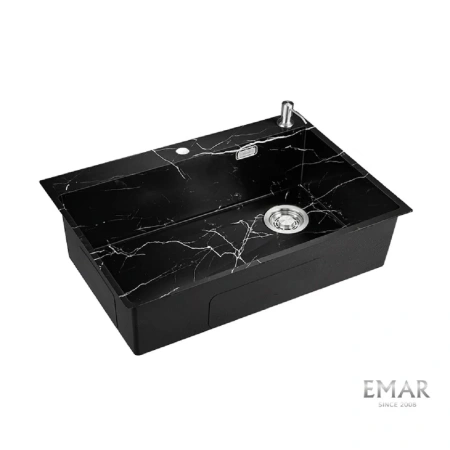 Кухонная мойка (66х50) EMAR EMB-660(TOP) Black Elegant