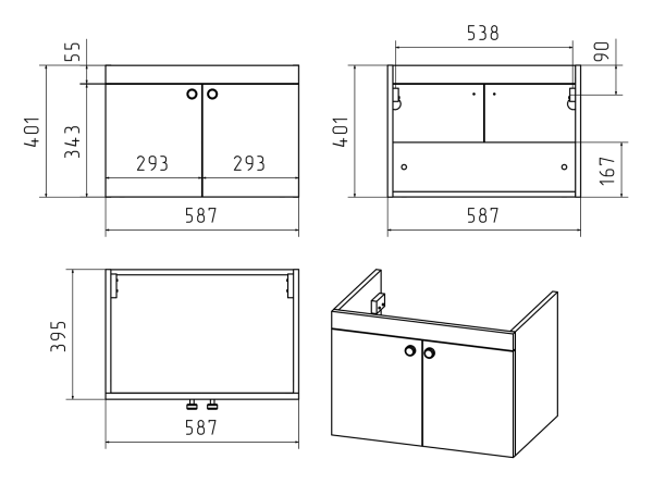 Тумба под раковину Misty Тондо 60  П-Тон09060-012
