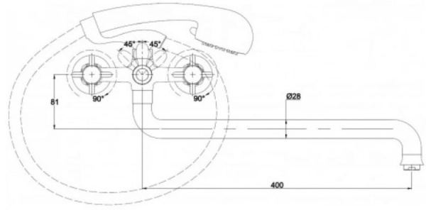 Смеситель для ванны с душем KAISER Cross (41055)