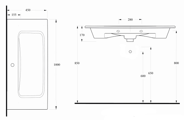 Раковина накладная (100х45) beWash Ontario 35021101