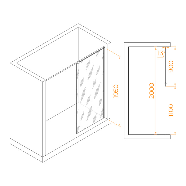 Душевая перегородка 90 см RGW WA-034 Walk In 351003409-21 матовое