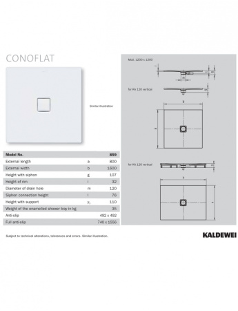 Душевой поддон Kaldewei CONOFLAT (80x160) 467500010001