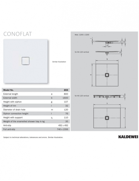 Душевой поддон Kaldewei CONOFLAT (80x160) 467500010001
