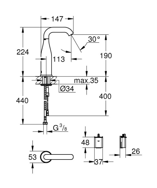 Инфракрасная электроника для раковины без смешивания Grohe Essence E 36446 000 (36446000)