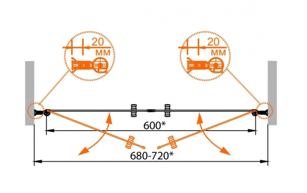 Душевая дверь в нишу Cezares ROYAL PALACE-A-B-2-175-CP-G