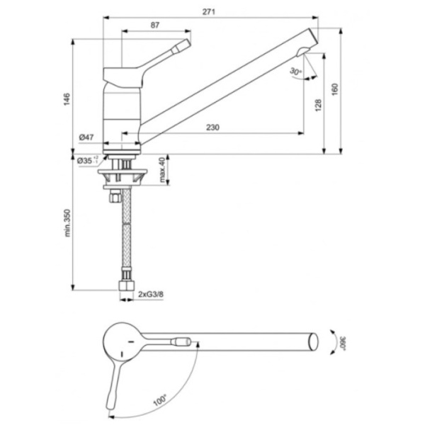 Смеситель для кухни CoolStart Ideal Standard Ceralook BC292AA, хром