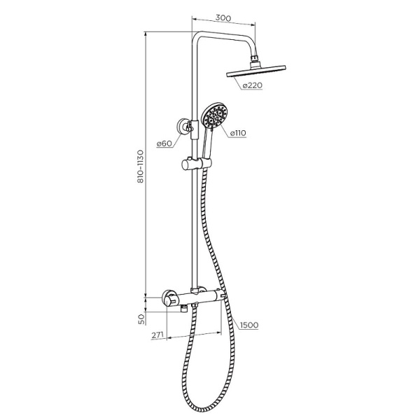 Душевая система с термостатом Dorff Futura D0710522 