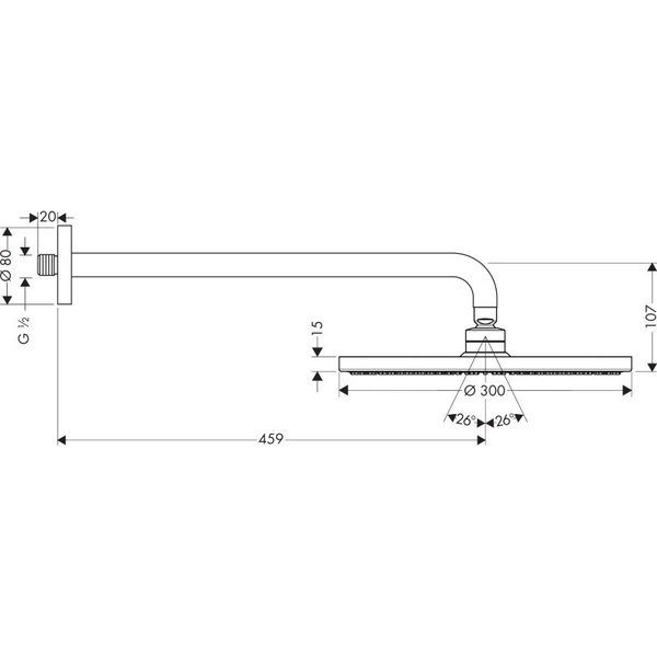 Верхний душ с кронштейном Hansgrohe Raindance S 300 Air 1jet 27492000 хром