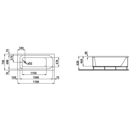 Ванна акриловая Laufen Solutions 2.2250.0.000.000.1