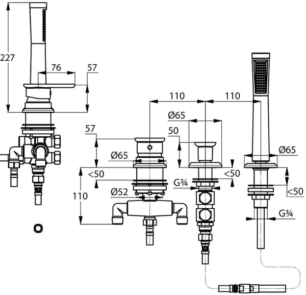 Смеситель на борт ванны Kludi E2 494260575