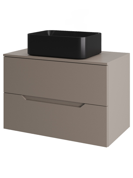 Тумба с раковиной подвесная 70 см, Orange Line Li-70TuLMDF+B02-460MB латте/черный