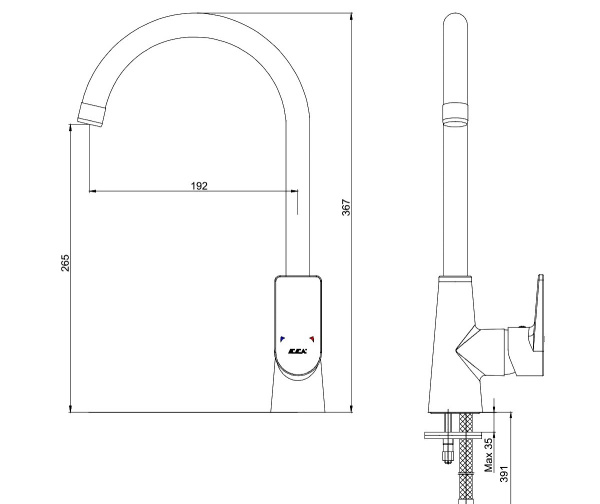 Смеситель для кухни E.C.A. Dalia 102118125EX