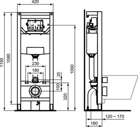 Комплект инсталляция + унитаз Ideal Standard Prosys i.life A I001601