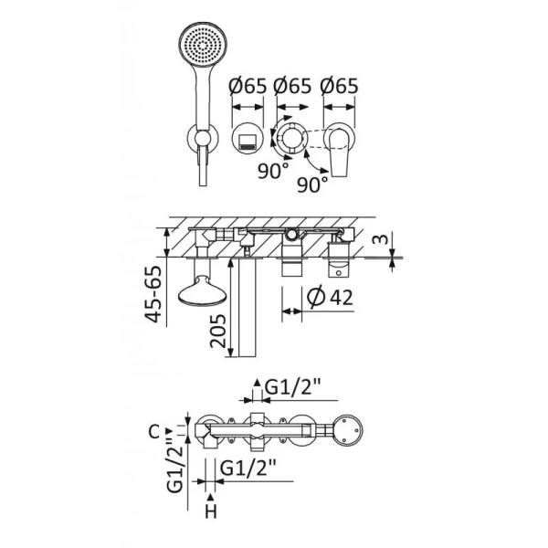 Смеситель для ванны Cezares Nautic NAUTIC-VDM3-BIO Смеситель для ванны Cezares Nautic NAUTIC-VDM3-BIO