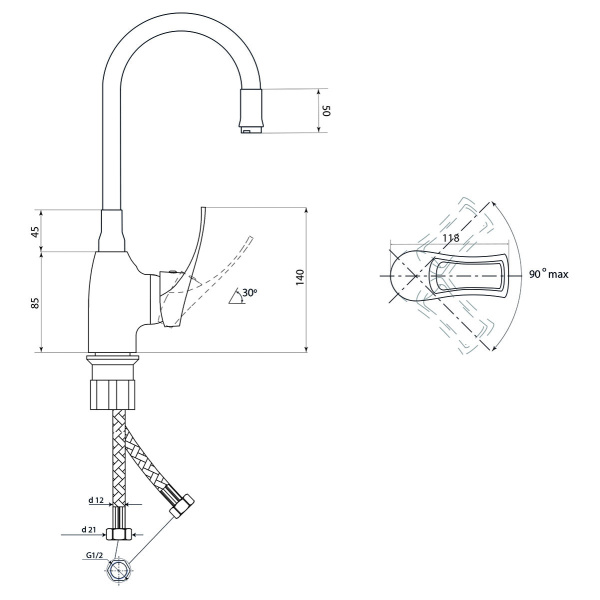 Смеситель для кухни Славен Прораб Ц СЛ-ОД-Ц2Ч